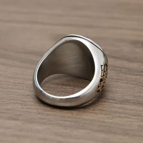 Vista 3 de HZMAN Anillo de lobo vikingo nórdico para hombre, acero inoxidable, retro, mago, guerrero, cazador, cabeza de lobo y pata de lobo, joyería de regalo