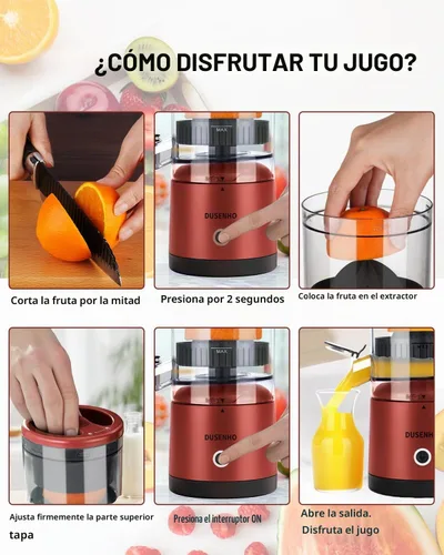 Vista 3 de Exprimidor de cítricos recargables - Exprimidor portátil con USB y cepillo de limpieza para naranja, limón, pomelo