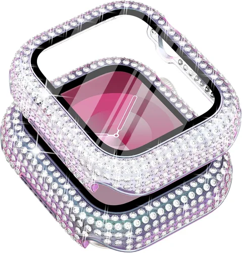 Vista 23 de Surace - Carcasa de 1.49 pulgadas compatible con Apple Watch con protector de pantalla, caja protectora general con diseño de diamantes brillantes