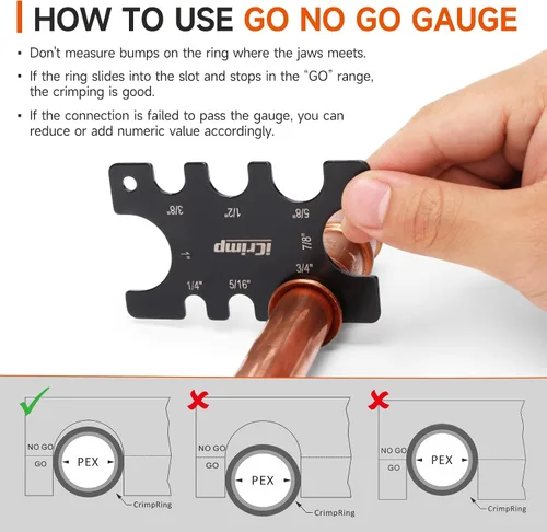 Vista 9 de iCrimp Herramienta de presión para tubo de cobre 1/4"-7/8" para líneas de refrigerante HVAC/R, conexión de ajuste hermético sin soldadura con anillo