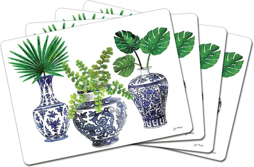 Vista 9 de Manteles Individuales Decorativos Premium de Tablero Duro para Mesa Jardín de Medianoche Negro y Blanco Paquete de 4 Fabricado en los Estados Unidos