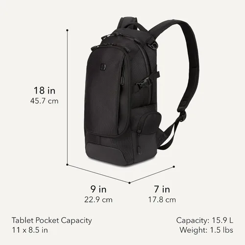 Vista 2 de SwissGear 3598 - Mochila estrecha de día, negro (Black Ballistic)
