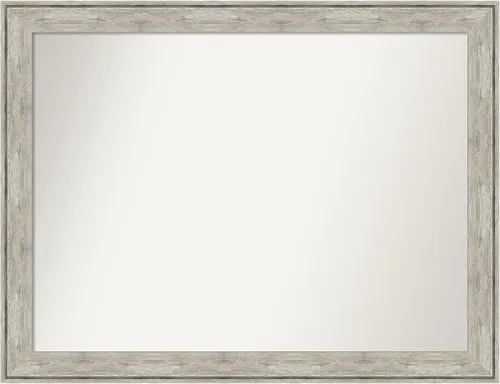 Vista 69 de Amanti Art Espejo de baño plateado para sobre el fregadero, 28 x 37 pulgadas, elegante espejo rectangular de peltre cepillado, marco de madera