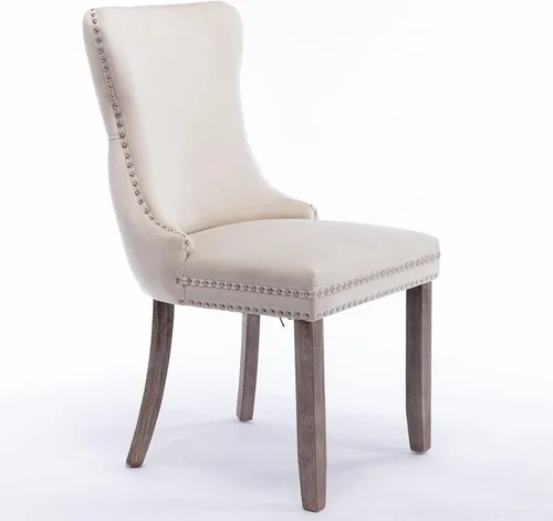 Vista 4 de Wing-Back Dining Chairs Set of 2 with Backstitching Nailhead Trim and Solid Wood Legs, American Design Upholstered Chair for Dining Room Table &