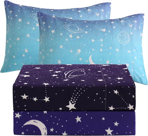 Vista 22 de JSD - Juego de sábanas de 3 piezas para niños, tamaño individual Soft Printed Microfiber Sheet and Pillowcase Set, OEKO-TEX Certified, 16 inch Deep