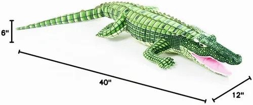 Vista 7 de ERDAO Peluche de cocodrilo, juguete realista de cocodrilo grande, 39.3 pulgadas, verde