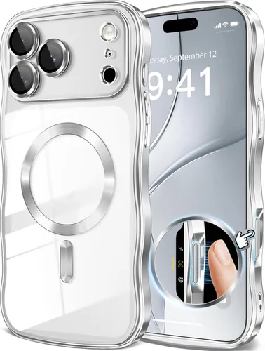 Vista 35 de GVIEWIN Funda para iPhone 16 Pro Compatible con MagSafe, Mejorada [Protección Completa de la Cámara][Marco de Ondas Lindo][Protección de Grado