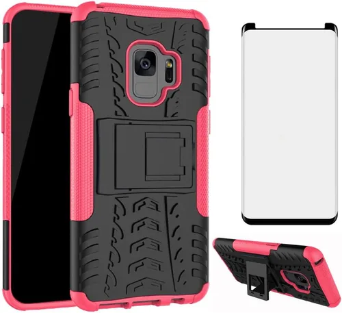 Vista 8 de Asuwish Funda de teléfono para Samsung Galaxy S9 con protector de pantalla de vidrio templado y soporte delgado, híbrida, resistente, funda