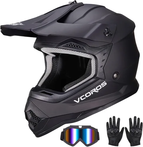Vista 8 de VCOROS - Casco para niños y jóvenes, bicicleta de tierra, motocross, calle, todoterreno, BMX, MX, cuatrimoto, bicicleta de tierra, motocicleta