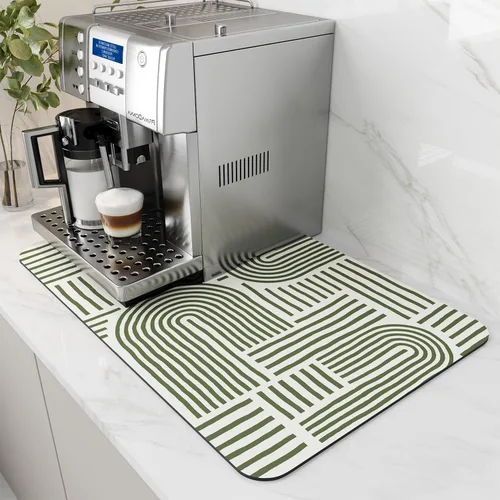 Vista 32 de AMOAMI Tapete de café absorbente con parte trasera de goma para secar platos para encimera de cocina, accesorios de bar para debajo de la cafetera