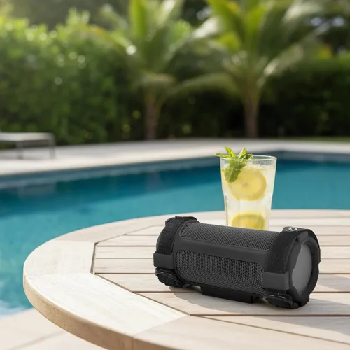 Vista 8 de Cubierta de silicona para JBL Grip Altavoz Bluetooth compacto, estuche de transporte portátil con correa de hombro desmontable ajustable para Negro