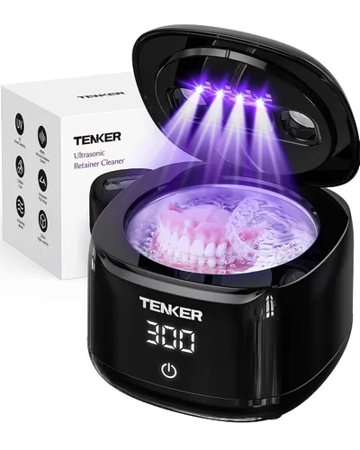Vista 9 de Máquina limpiadora ultrasónica de retenedores, cápsula de limpieza dental de 49 kHz para guardias nocturnos, protectores bucales, alineador, frenos