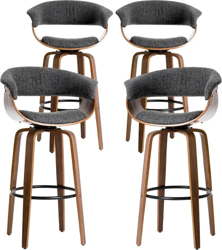 Vista 25 de Glitzhome Juego de 2 taburetes giratorios de altura de mostrador, sillas tapizadas de tela de 24.5 pulgadas de alto con respaldo y reposapiés