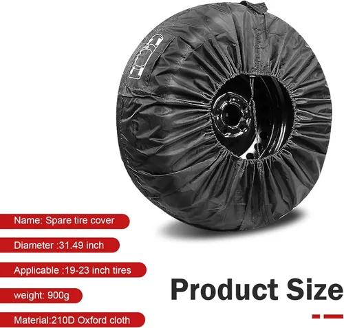 Vista 2 de Cubierta para neumático de repuesto para automóvil, protector de rueda impermeable antiarañazos con bolsa de herramientas lateral y asa, bolsa