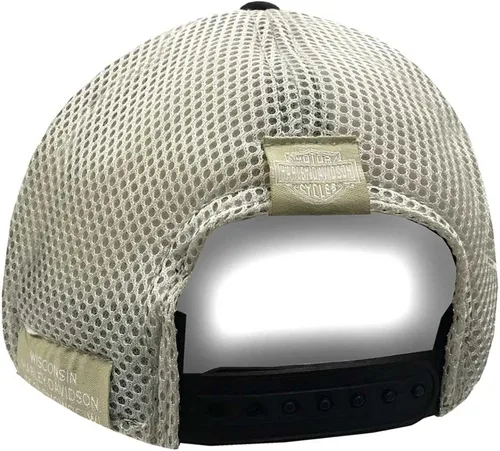 Vista 2 de Harley-Davidson - Gorra de camionero tribal con borde curvado para hombre, color negro, Negro