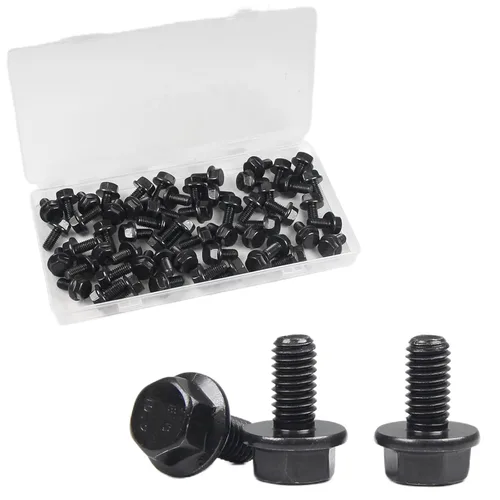 Vista 11 de M6-1.0 x 16 mm Pernos de cabeza hexagonal con brida, tornillos hexagonales de brida, acabado negro Clase 10.9, acero de aleación, totalmente