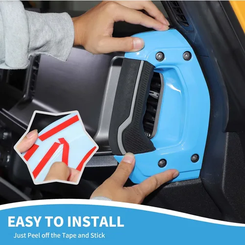 Vista 7 de RAZPOY Cubierta para manija lateral de consola central compatible con accesorios interiores Ford Bronco 2021-2024, azul claro