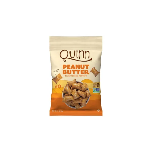 Vista 5 de Quinn Nuggets cremosos de pretzel rellenos de mantequilla de maní, hechos con ingredientes reales, sorgo de grano entero, sal marina, vegano, sin