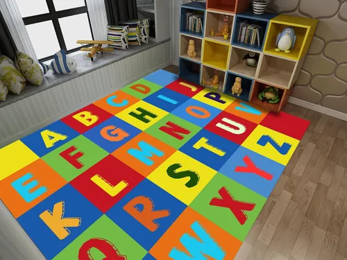 Vista 2 de Alfombra de aprendizaje para niños, alfombra ABC de 2 x 3 pies para niños, alfombra de aprendizaje de números del alfabeto, alfombra de juego