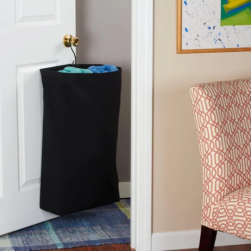 Vista 2 de Household Essentials Bolsa de lavandería para colgar en la puerta, bolsa de lona lavable con asa de bucle, capacidad para dos cargas de lavandería