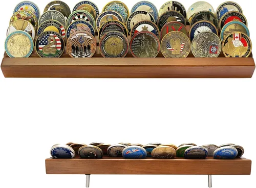 Vista 10 de ASmileIndeep Soporte de exhibición de monedas de desafío militar pequeño, soporte de monedas de desafío de madera con capacidad para 10-12 monedas