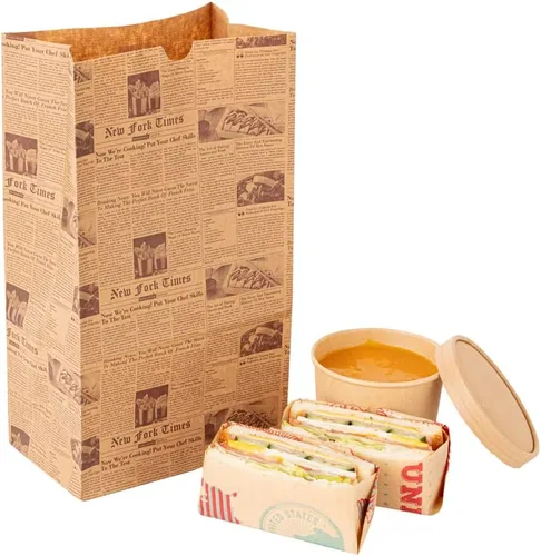 Vista 26 de Restaurantware Bag Tek - Bolsas de papel de 2 libras, 100 bolsas de almuerzo desechables, pequeñas para almuerzos, sándwiches y aperitivos, bolsas