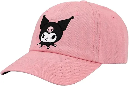 Vista 4 de Bioworld Kuromi - Gorro de sarga de algodón rosa bordado Gris