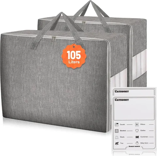 Vista 9 de Bolsas de almacenamiento para edredón Karceyworth, bolsas de almacenamiento extra grandes para ropa de cama con ventana transparente, asas