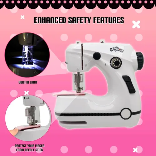 Vista 4 de Miraculous Ladybug - Máquina de Coser Mini de Marinette para Principiantes y Niños, Máquina Portátil de Doble Velocidad con Tela de Miraculous