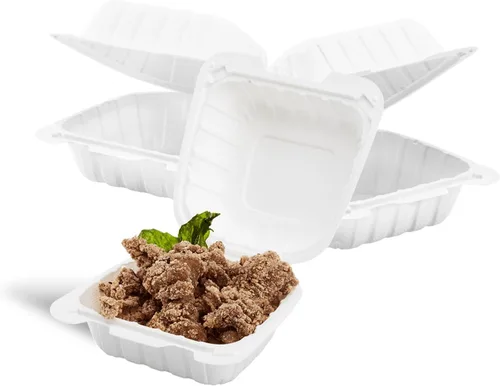 Vista 5 de KARAT EARTH Clamshell - Recipientes para alimentos para llevar [6"x6" - 400 unidades] Recipientes para llevar Aptos para microondas, seguros
