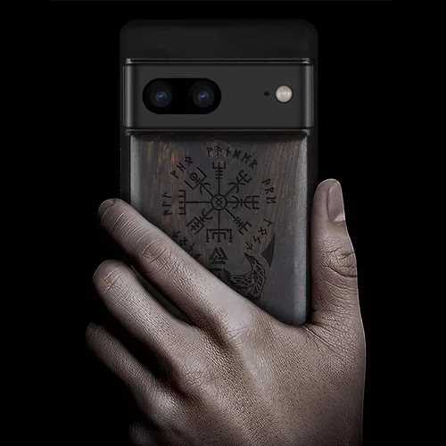Vista 2 de Carveit Funda de madera para Pixel 7 [madera natural y TPU suave negro] a prueba de golpes, funda de madera única y elegante compatible con Google