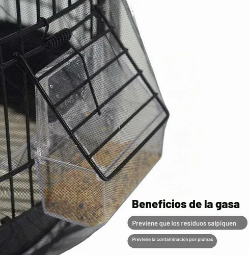 Vista 3 de Jaula Universal para Pájaros con Protector de Semillas, Protector de Malla de Nylon para Captura de Semillas, Protector de Malla de Nylon