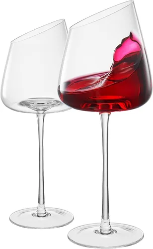 Vista 11 de Khen Copas de vino rosa, regalo Juego de 2 Cristalería inclinada de 18 onzas color rubor rosa, vidrio de tallo alto, regalos para esposa, novia