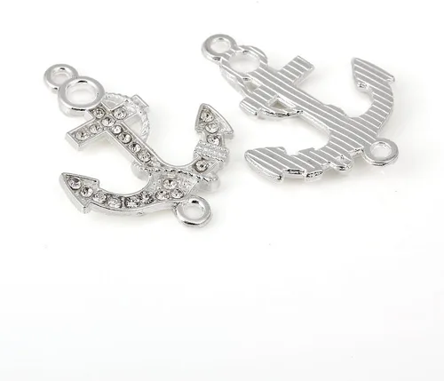 Vista 11 de RUBYCA 5pcs Metal Cruz Llave Lateral Conector Cuentas Cristal DIY Joyería Pulsera Tono Plata