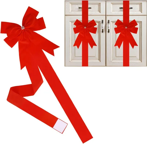 Vista 10 de Meseey 6 lazos grandes de terciopelo para armarios, lazos para puerta de armarios para Acción de Gracias, otoño, Halloween, Navidad, fiesta (negro)