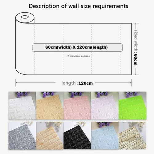 Vista 2 de Calcomanías de pared de ladrillo 3D de 47.2 x 23.6 pulgadas, paneles de espuma autoadhesivos, papel tapiz de ladrillo para sala de estar, fondo