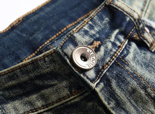 Vista 6 de XIMXIMMTIAN Jeans rectos para hombre, estilo motociclista, desgastados, desgastados, desgastados, rectos