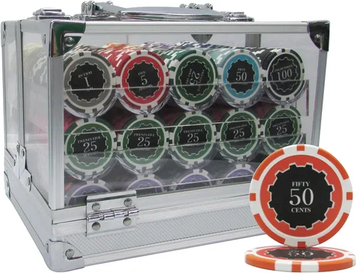 Vista 5 de MRC POKER Eclipse (0.49 oz) [300 piezas] Juego de fichas de póquer con estuche negro de lujo, construcción personalizada disponible