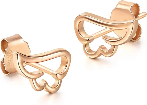 Vista 4 de Chow Sang Sang 92149E - Aretes de oro rosa de 18 quilates para mujer