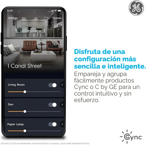 Vista 3 de Bombilla LED Cync GE A19 de conexión directa, luz inteligente que cambia de color, compatible con Matter, compatible con Alexa y Google Home