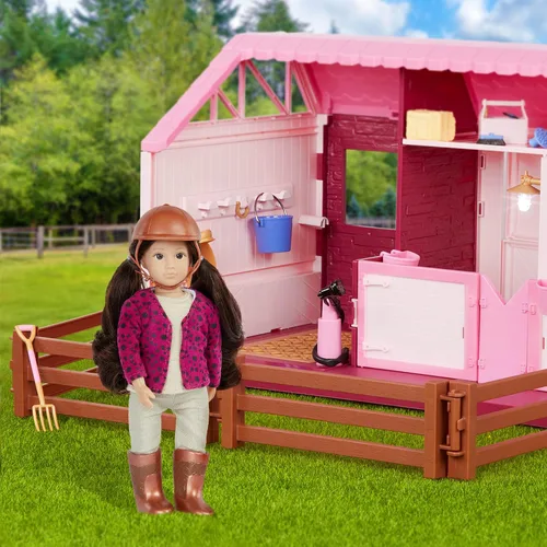 Vista 6 de Lori Philippa's Horse & Stable Set, Mini Doll Barn Playset, Rosa, Muñecas