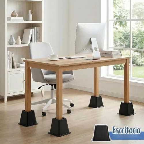 Vista 9 de Elevadores de cama de 4 pulgadas resistentes, paquete de 6 elevadores de muebles de plástico duradero, soporta 2200 libras para cama, sofá