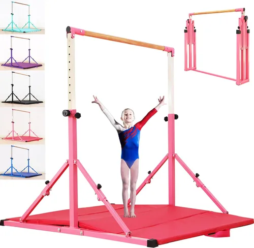 Vista 16 de MARFULA Adjustable 5 Ft Folding Gymnastics Kip Bar for Kids Ages 3-18 Negro