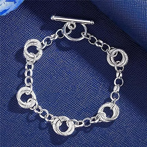 Vista 3 de Audofihy Pulseras con dijes para mujer, pulseras de plata de ley para mujer