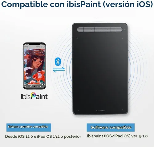 Vista 4 de XPPen - Tableta gráfica de dibujo Deco MW Bluetooth inalámbrica para computadora, lápiz X3 sin batería y 8 teclas de acceso directo, compatible