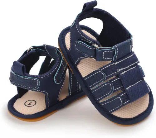 Vista 6 de myppgg Sandalias de verano antideslizantes de suela suave para bebés y niños y niñas, zapatos de cuna de algodón para niños pequeños primeros