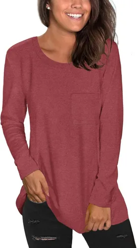 Vista 2 de Geifa Camisetas tipo túnica de manga larga para mujer estilo casual sueltas para leggings