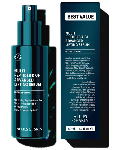 Vista 9 de Allies of Skin Multi Peptides & Growth Factor Suero Facial Potenciador de Colágeno Complejo Antienvejecimiento Reafirmante de la Piel con 9%
