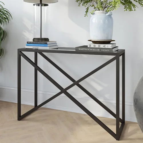 Vista 7 de Calix - Mesa consola rectangular de 42 pulgadas de ancho en bronce ennegrecido