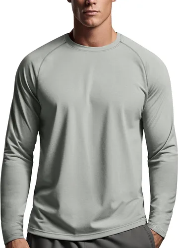 Vista 12 de Zengjo - Camiseta de manga larga para hombre, transpirable, para correr, atlética, deportiva, ligera, con protección solar SPF Canela